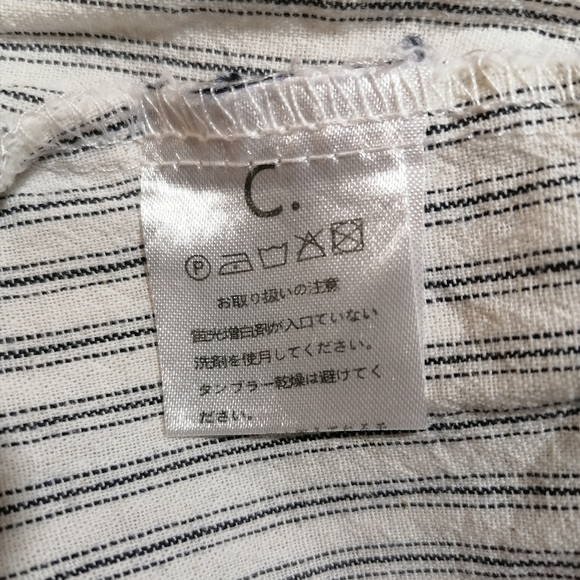 🌿🌿Off-Shoulder Striped Button-Front Dress - White/Grey - Picture 6 of 7